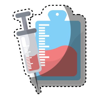 kırmızı kan bağış torbası şırınga kan nakli, vektör çizim tasarım ile