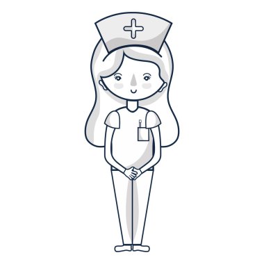 satır profesyonel hemşire baş vektör çizim şapka ile
