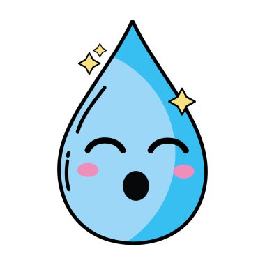 Kawaii şirin komik su damla vektör çizim