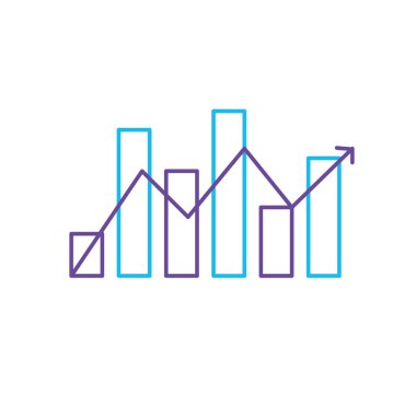 satır istatistik çubuk diyagram vektör çizim büyüyen ok ile
