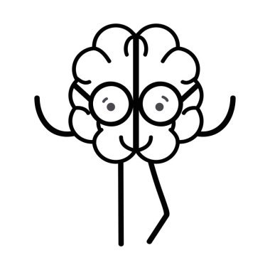 satırı simgesi çok güzel kawaii beyin gözlüklü, vektör çizim