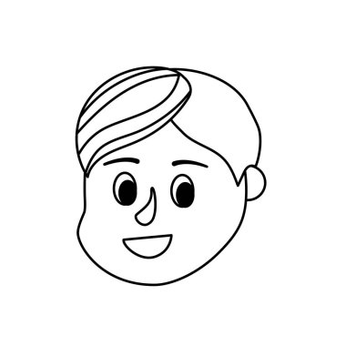 Avatar çocuk kafa saç modeli tasarım vektör çizim ile satır