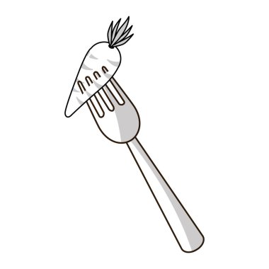 Şekil organ yiyecek çatal havuç sebze, vektör çizim ile