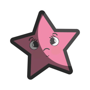 Kawaii şaşırmış ve sevimli yıldızı tasarlamak vektör çizim