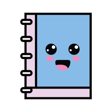 Kawaii şirin mutlu defter araç vektör çizim