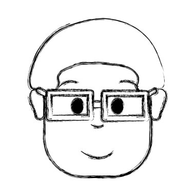 kontur adam saç modeli ve gözlük, vektör çizim tasarım