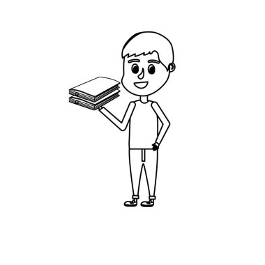 çizgi çocuk saç tasarım ve okul aracında el vektör çizim ile