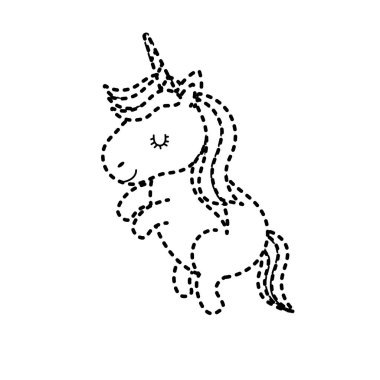 noktalı şekil güzellik tek boynuzlu at saç modeli tasarım vektör çizim ile dans