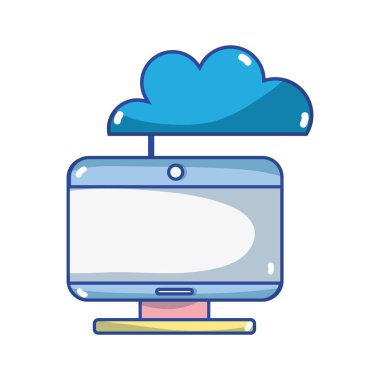 bilgisayar teknolojisi bulut veri merkezi vektör çizim ile