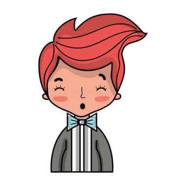 şık takım elbise ve saç tasarım vektör illusration güzel çocuk