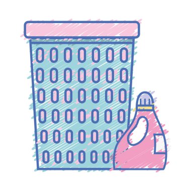 sepet tasarımı yumuşatıcı şişe ürün vektör çizim ile