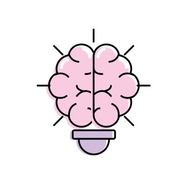 ampul wih beynin içinde yaratıcı tasarım vektör çizim