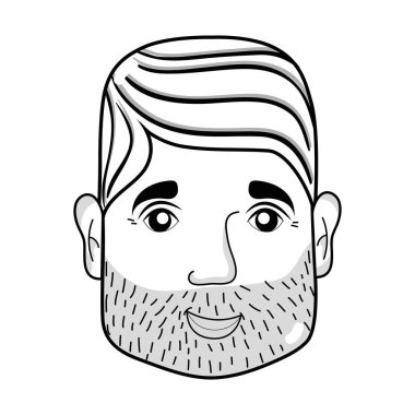 çizgi adam yüz saç ve sakal vektör çizim ile