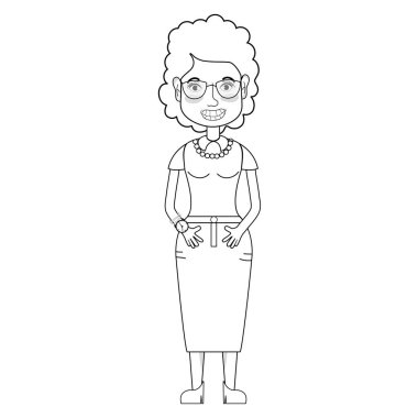 satır kadın saç modeli ve gözlük vektör çizim ile