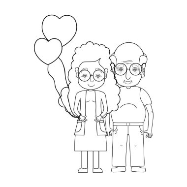 coupe yaşlılar gözlük ve saç modeli vektör çizim ile satır