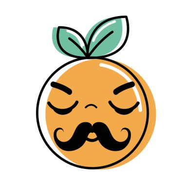 Kawaii turuncu meyve, vektör çizim uyuyan güzel