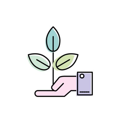 ekoloji bitki yapraklarında palm el vektör çizim ile