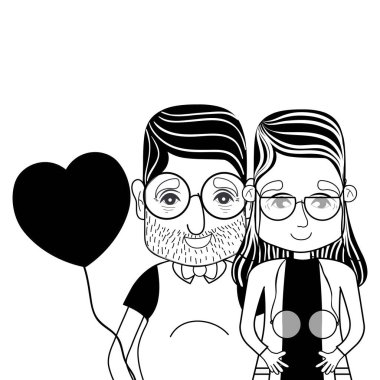 gözlük ve saç modeli ile kontur coupe yaşlılar illüstrasyon vektör