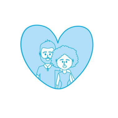 siluet çift kalp tasarımı içinde birlikte illüstrasyon vektör