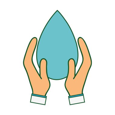 Su damla sembolü eller vektör çizim çevre bakımı için