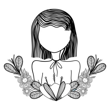 çiçek karikatür kutsal kişilerin resmi, vektör çizim tasarım kadınla