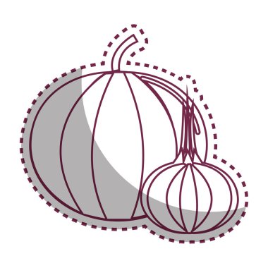 etiket siluet kabak ve sarımsak sebze kutsal kişilerin resmi, vektör çizim tasarım