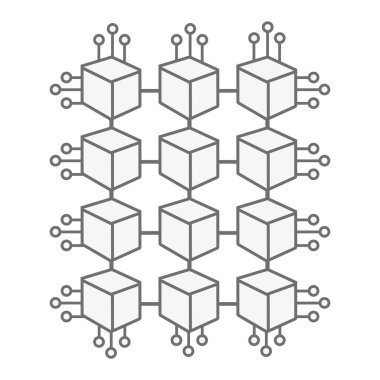 küp communicatig bitcoin hareketler, vektör çizim devreler ağı ile
