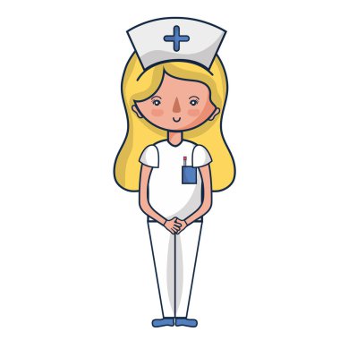 baş vektör çizim şapka ile profesyonel hemşire