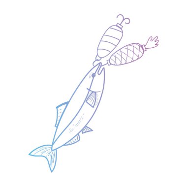 satır balık yakalamak için spinner nesne bitting illüstrasyon vektör