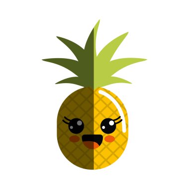 Kawaii şirin mutlu ananas sebze, vektör çizim
