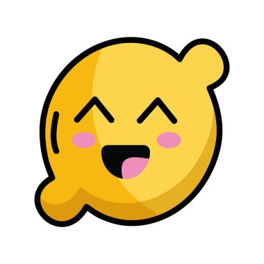 Kawaii şirin mutlu limon meyve, vektör çizim