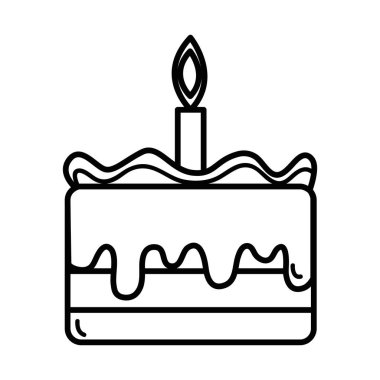 satır lezzetli kek desset vektör çizim yemeye mum ile