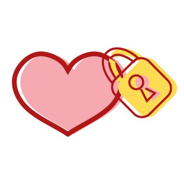 kalp tasarımı güvenlik asma kilit öğesi vektör çizim ile