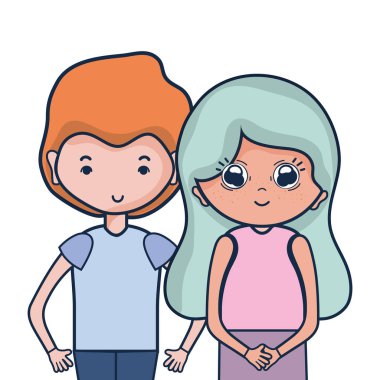 Güzellik çift ile birlikte saç modeli tasarım illüstrasyon vektör