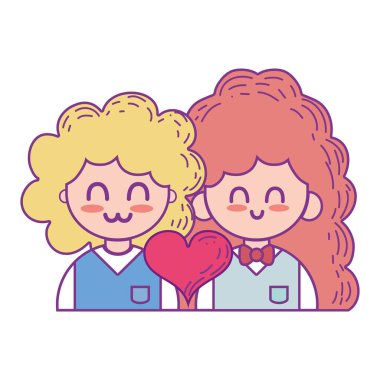 güzellik ilişki gemi ve kalp vektör çizim ile çift