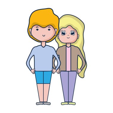 Güzellik çift ile birlikte saç modeli tasarım illüstrasyon vektör