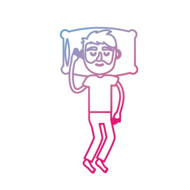 çizgi adam saç modeli ile uyku vektör çizim tasarım