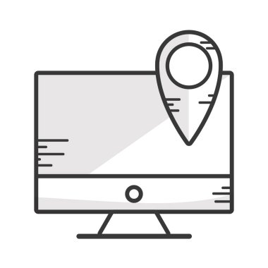 çizgi bilgisayar elektronik teknolojisi konumu simge vektör çizim ile