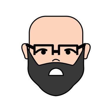 üzgün adam kafa ve yüz gözlüklü, vektör çizim tasarım