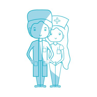 siluet doktor ve hemşire insanlar vektör çizim yardımcı olmak için