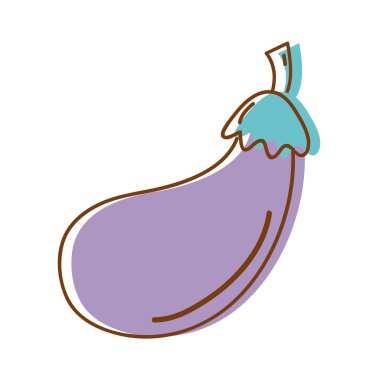 lezzetli taze patlıcan organik sebze, vektör çizim