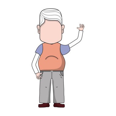 Yaşlı adamla saç modeli ve rahat kıyafetler vektör çizim