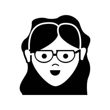 kontur mutlu hoş bir kadınla saç modeli, vektör çizim tasarım