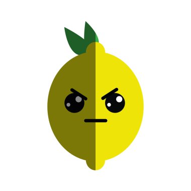 Kawaii güzel kızgın limon simgesi, vektör çizim