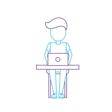 silhouettte profesyonel işadamı dizüstü bilgisayar ve kurumsal iş vektör çizim