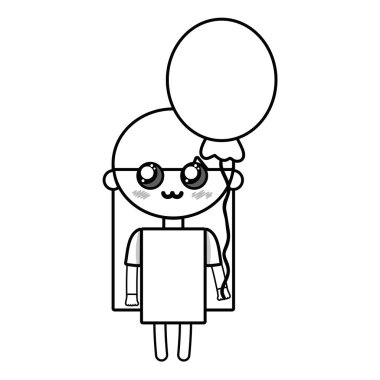 satır güzellik kız balonu ve saç modeli tasarım vektör çizim ile