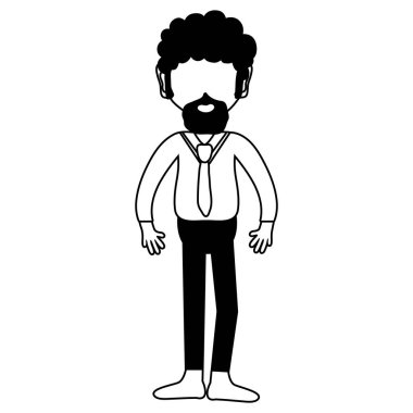 kontur adam sakal ve şık giysileriyle, vektör çizim