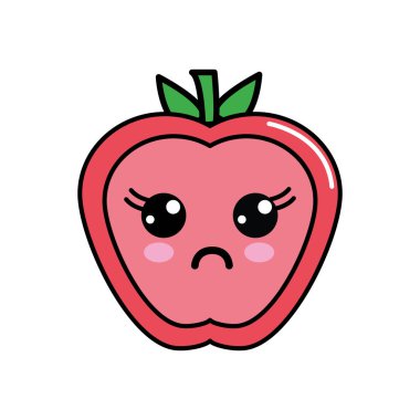 Kawaii sevimli sürpriz elma meyve, vektör çizim