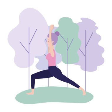 kadın pratik yoga egzersiz uyum vektör çizim
