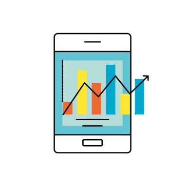 Diyagram vektör çizim bar istatistikleri ile Smartphone teknoloji